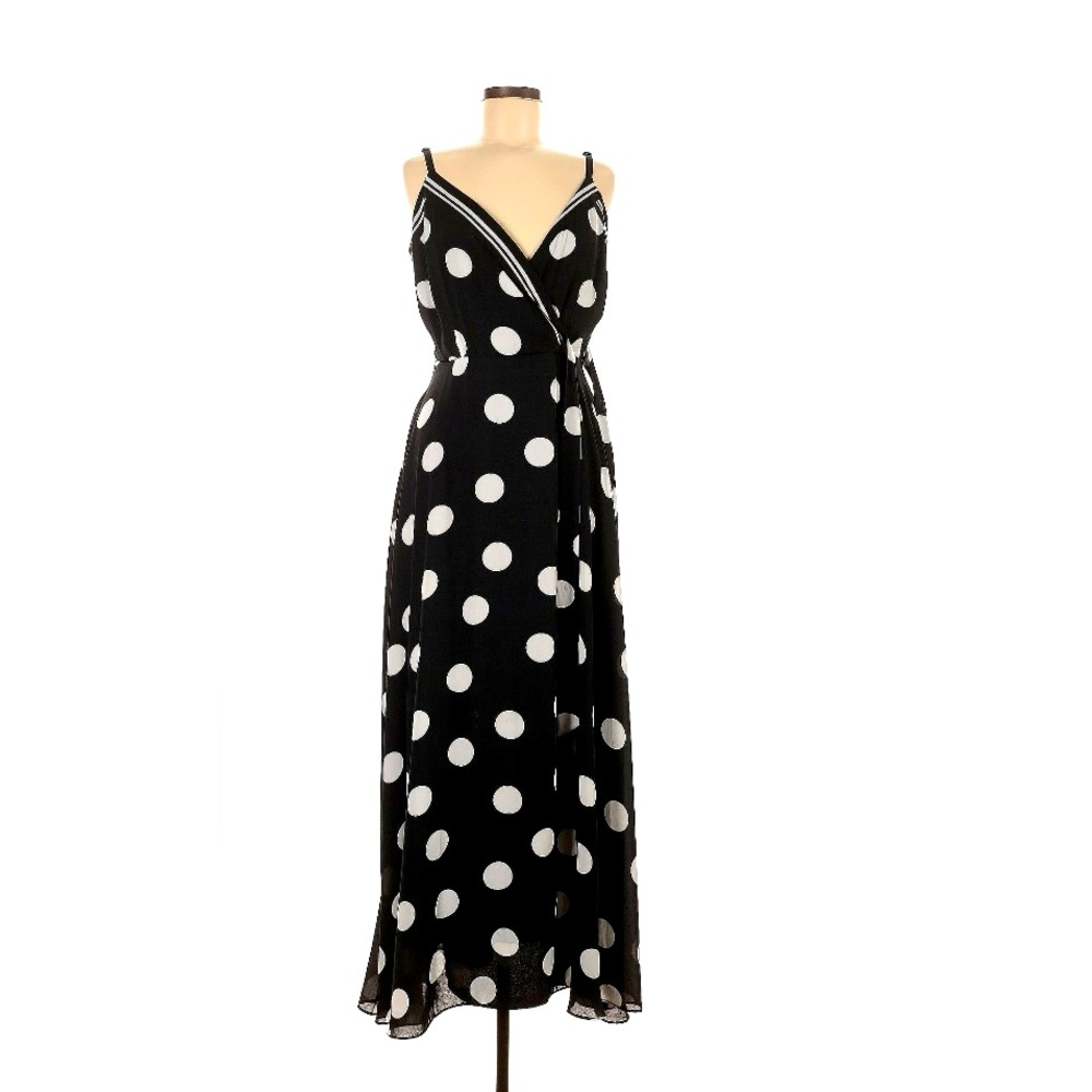 🖤🤍Like New, never worn INC Elegant Black and White Polka Dot Maxi Gown
